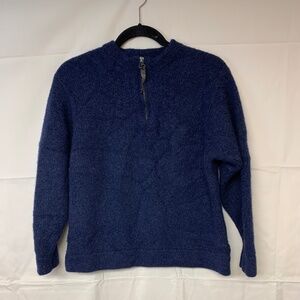 Fisherman Out of Ireland women sweater SZ M navy wool & cashmere warm outdoors